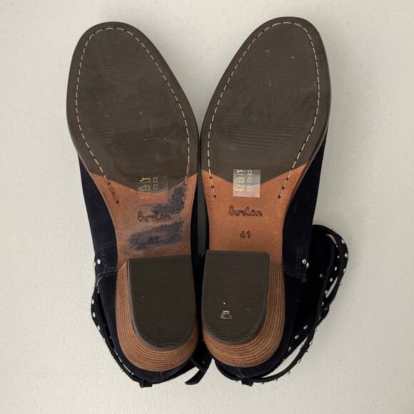 Boden Keira Ankle Boots Women's Size 41/9.5 Navy Blue Studded Suede Edgy Chic - Picture 14 of 16